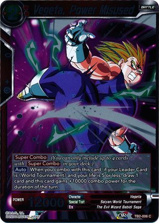 Vegeta Power Misused TB2 006 Foil Common Vegeta Power Misused TB2 006 Foil Common