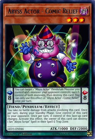 Abyss Actor Comic Relief LED3 EN046 Rare 1st Edition Legendary Duelists White Dragon Abyss Singles Abyss Actor Comic Relief LED3 EN046 Rare 1st Edition Legendary Duelists White Dragon Abyss Singles