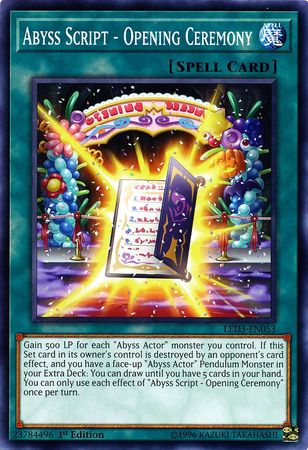 Abyss Script Opening Ceremony LED3 EN053 Common 1st Edition Legendary Duelists White Dragon Abyss Singles Abyss Script Opening Ceremony LED3 EN053 Common 1st Edition Legendary Duelists White Dragon Abyss Singles