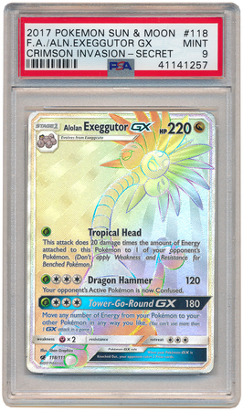 Alolan Exeggutor GX 118//111 Crimson Invasion Full Art Secret Rare Pokemon