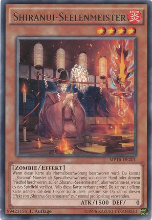 Shiranui Seelenmeister MP16 DE201 Rare 1st Edition German Yugioh Cards Shiranui Seelenmeister MP16 DE201 Rare 1st Edition German Yugioh Cards
