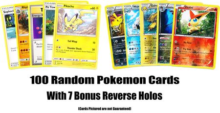 100 Random Pokemon Cards with 7 Bonus Reverse Holos Pokemon Pokemon Lots Bundles 100 Random Pokemon Cards with 7 Bonus Reverse Holos Pokemon Pokemon Lots Bundles