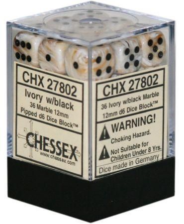Chessex Marble Ivory W6 0 15/32in Dice Set CHX27802 