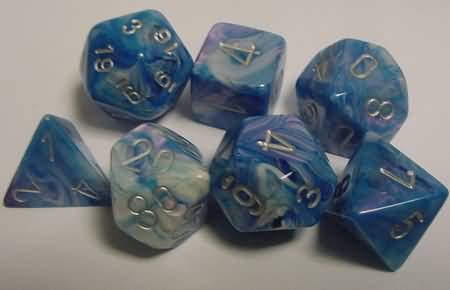 Chessex Mother of Pearl Blue w Silver Set of 7 Dice CHX27456 Chessex Dice Supplies Chessex Mother of Pearl Blue w Silver Set of 7 Dice CHX27456 Chessex Dice Supplies