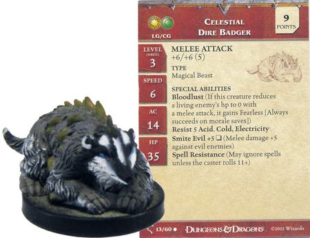 D+D miniatures 1x x1 Celestial Dire Badger Deathknell NM with Card 