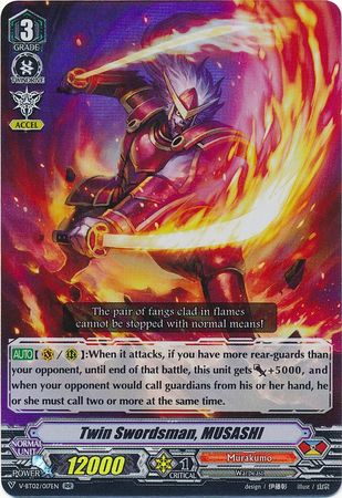 Twin Swordsman MUSASHI V BT02 017 Double Rare RR Twin Swordsman MUSASHI V BT02 017 Double Rare RR