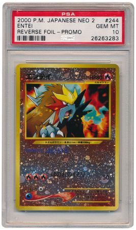 Reverse Holo Promo Pokemon Card Entei #244 Neo 2 PSA 10 GEM MINT