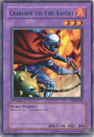 Charubin the Fire Knight LOB 015 Rare 1st Edition Legend of Blue Eyes White Dragon 1st Edition Singles Charubin the Fire Knight LOB 015 Rare 1st Edition Legend of Blue Eyes White Dragon 1st Edition Singles