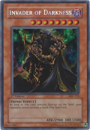 Invader of Darkness IOC-111 Secret Rare Yugioh Card Invasion of Chaos 