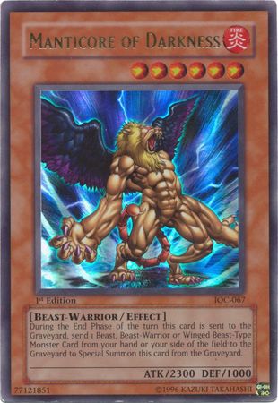Manticore of Darkness IOC 067 Ultra Rare 1st Edition Invasion of Chaos IOC 1st Edition Singles Manticore of Darkness IOC 067 Ultra Rare 1st Edition Invasion of Chaos IOC 1st Edition Singles