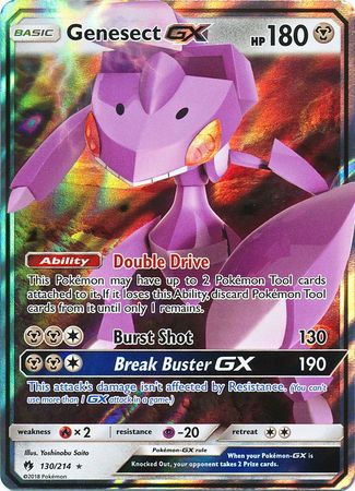 Cartas Pokémon TCG - Genesect-GX – Metal – HP180 Basic Pokemon Ability:  Double Cassette You may attach up to 2 Pokemon Tool cards to this Pokemon.  (If this Ability stops working, discard