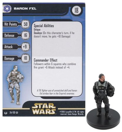 Baron Fel 34 Universe Star Wars Miniatures Very Rare Universe Singles Baron Fel 34 Universe Star Wars Miniatures Very Rare Universe Singles
