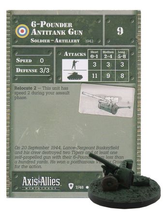 Axis & Allies Base Set 47mm Type I Antitank Gun with card 43/48 