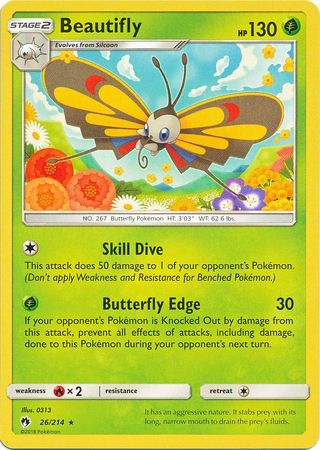 Beautifly 26 214 Rare Sun Moon Lost Thunder Singles Beautifly 26 214 Rare Sun Moon Lost Thunder Singles