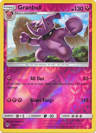 Granbull 138 214 Rare Reverse Holo Sun Moon Lost Thunder Reverse Holo Singles Granbull 138 214 Rare Reverse Holo Sun Moon Lost Thunder Reverse Holo Singles