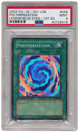 Polymerization LOB 059 PSA Mint 9 Super Rare 1st Edition LOB 6419 Legend of Blue Eyes White Dragon 1st Edition Singles Polymerization LOB 059 PSA Mint 9 Super Rare 1st Edition LOB 6419 Legend of Blue Eyes White Dragon 1st Edition Singles