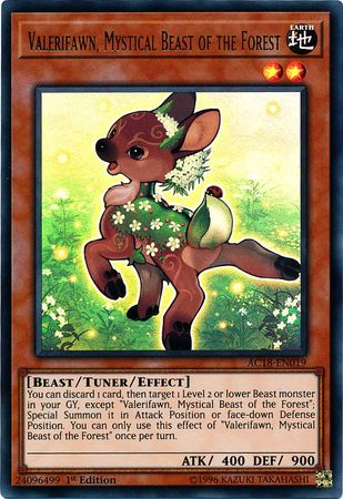 Valerifawn Mystical Beast of The Forest AC18 EN019 Ultra Rare 1st Edition Valerifawn Mystical Beast of The Forest AC18 EN019 Ultra Rare 1st Edition