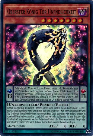 Oberster Konig Tor Unendlichkeit MACR DE018 Super Rare Unlimited German Yugioh Cards Oberster Konig Tor Unendlichkeit MACR DE018 Super Rare Unlimited German Yugioh Cards