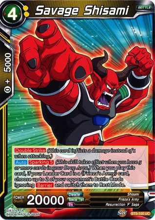 Savage Shisami BT5 100 Uncommon Miraculous Revival Non Foil Singles Savage Shisami BT5 100 Uncommon Miraculous Revival Non Foil Singles