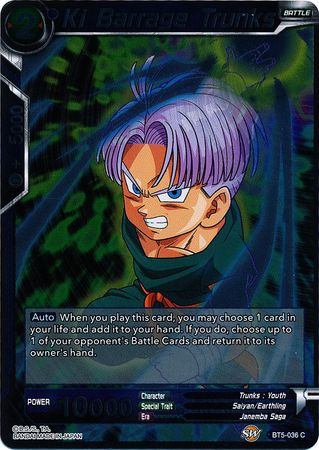Ki Barrage Trunks BT5 036 Common Foil Miraculous Revival Foil Singles Ki Barrage Trunks BT5 036 Common Foil Miraculous Revival Foil Singles