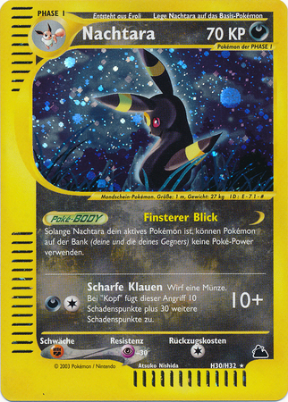 Nachtara German Umbreon H30 H32 Near Mint Holo Rare Skyridge 30711 Other Non English Pokemon Singles Nachtara German Umbreon H30 H32 Near Mint Holo Rare Skyridge 30711 Other Non English Pokemon Singles