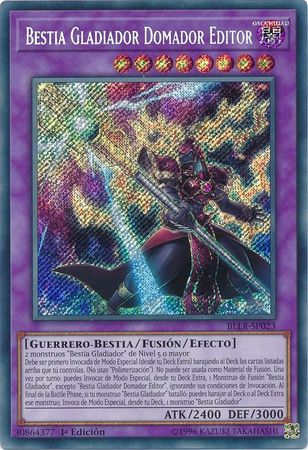 Bestia Gladiador Domador Editor BLLR SP023 Seceret Rare 1st Edition Spanish Yugioh Cards Bestia Gladiador Domador Editor BLLR SP023 Seceret Rare 1st Edition Spanish Yugioh Cards