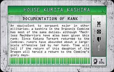 Kashira House Kurita P 036 HK 19 pts MechWarrior Domination Kashira House Kurita P 036 HK 19 pts MechWarrior Domination