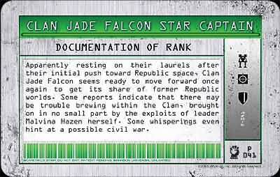 Star Captain Clan Jade Falcon P 041 JF 25 pts MechWarrior Domination Star Captain Clan Jade Falcon P 041 JF 25 pts MechWarrior Domination