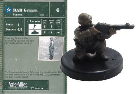 Axis & Allies Miniatures Base Set II BAR GUNNER #20 US Soldier 