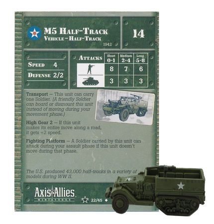 22 M5 Half Track Base Set II Axis Allies Miniatures Uncommon Axis Allies Base Set II 22 M5 Half Track Base Set II Axis Allies Miniatures Uncommon Axis Allies Base Set II