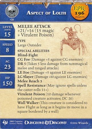 Aspect of Lloth Epic Stat Card League Promo D D Miniatures D D Minis Promos Repaints Aspect of Lloth Epic Stat Card League Promo D D Miniatures D D Minis Promos Repaints