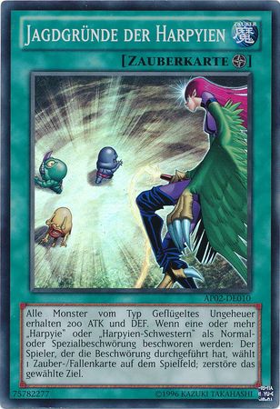 Jagdgrunde der Harpyien AP02 DE010 Super Rare German Yugioh Cards Jagdgrunde der Harpyien AP02 DE010 Super Rare German Yugioh Cards