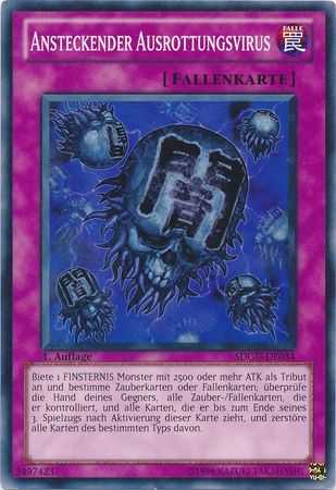 Ansteckender Ausrottungsvirus SDGU DE034 Common 1st Edition German Yugioh Cards Ansteckender Ausrottungsvirus SDGU DE034 Common 1st Edition German Yugioh Cards
