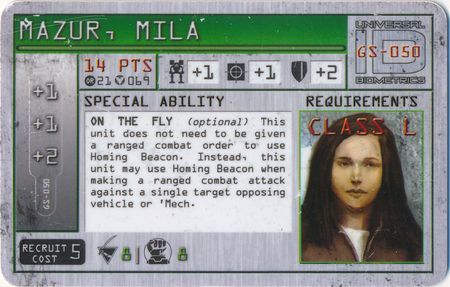 Mila Mazur GS 050 GS 14 pts MechWarrior Vanguard Mila Mazur GS 050 GS 14 pts MechWarrior Vanguard