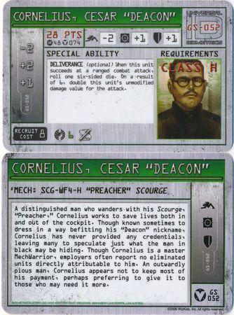 Cornelius Cesar Deacon GS 052 GS 28 pts MechWarrior Vanguard Cornelius Cesar Deacon GS 052 GS 28 pts MechWarrior Vanguard
