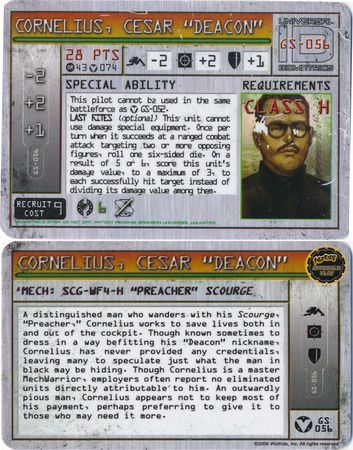 Cornelius Cesar Deacon GS 056 GS 28 pts MechWarrior Vanguard Cornelius Cesar Deacon GS 056 GS 28 pts MechWarrior Vanguard