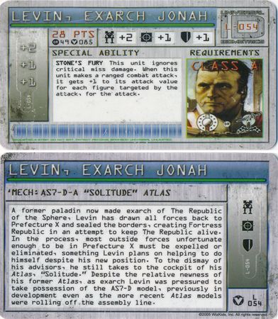 Exarch Jonah Levin L 054 ROS 28 pts MechWarrior Vanguard Exarch Jonah Levin L 054 ROS 28 pts MechWarrior Vanguard