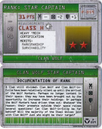 Star Captain Clan Wolf P 059 CW 31 pts MechWarrior Vanguard Star Captain Clan Wolf P 059 CW 31 pts MechWarrior Vanguard