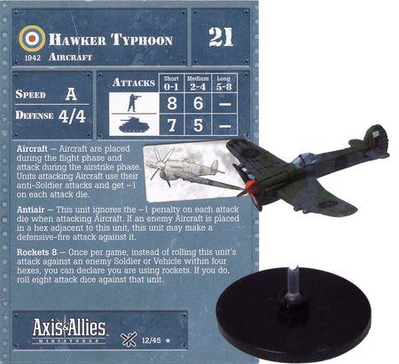 12 Hawker Typhoon D Day Axis Allies Miniatures Rare Axis Allies D Day 12 Hawker Typhoon D Day Axis Allies Miniatures Rare Axis Allies D Day