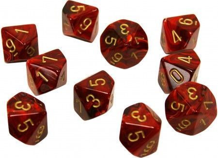 Chessex Vortex Burgundy w Gold Set of 10 d10 Dice CHX27234 Dice Life Counters Tokens Chessex Vortex Burgundy w Gold Set of 10 d10 Dice CHX27234 Dice Life Counters Tokens