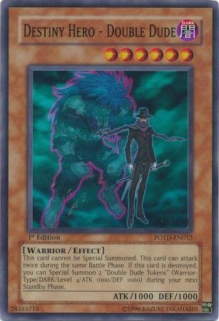 Destiny Hero Double Dude POTD EN012 Super Rare 1st Edition Destiny Hero Double Dude POTD EN012 Super Rare 1st Edition