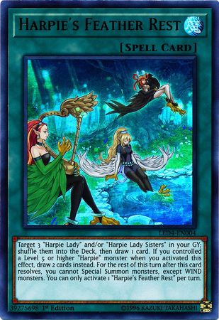 LED4-EN004 Ultra Rare 1st Edition Near Mint!! Yugioh Harpies Feather Rest