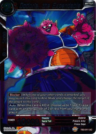 Dodoria the Expendable TB3 011 Foil Uncommon Clash of Fates Foil Singles Dodoria the Expendable TB3 011 Foil Uncommon Clash of Fates Foil Singles