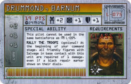 L 075 Barnum Drummond Mechwarrior Wolf Strike Mechwarrior Cards All L 075 Barnum Drummond Mechwarrior Wolf Strike Mechwarrior Cards All