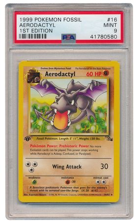 Aerodactyl 16 62 PSA Mint 9 Rare 1st Ed Fossil 0580 Fossil 1st Edition Singles Aerodactyl 16 62 PSA Mint 9 Rare 1st Ed Fossil 0580 Fossil 1st Edition Singles