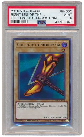Right Leg of the Forbidden One LART EN002 PSA Mint 9 Ultra Rare LART 0347 The Lost Art Promotion Right Leg of the Forbidden One LART EN002 PSA Mint 9 Ultra Rare LART 0347 The Lost Art Promotion
