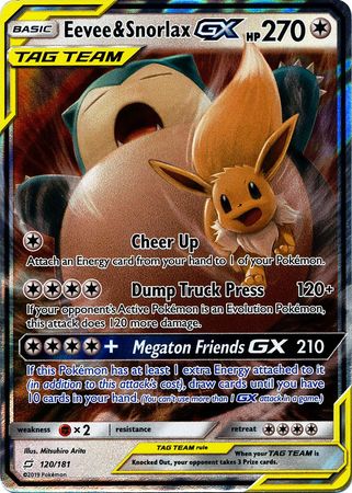 Pokemon Card Eevee and Snorlax GX 297/SM-P HR Promotion Anime Character Item R53