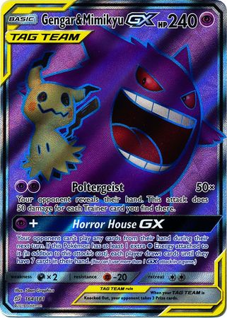 Carta Pokémon Gengar/Mimikyu GX de segunda mano por 15 EUR en