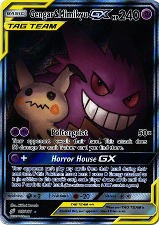 Mavin  Pokemon TCG - SM Team Up - Gengar & Mimikyu GX 164/181 Rare Shiny  Card