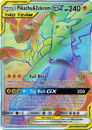 PTCGO Digital Card! Pikachu & Zekrom GX Rainbow Rare 184/181 Pokemon TCG Online